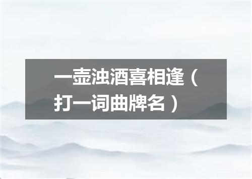 一壶浊酒喜相逢（打一词曲牌名）