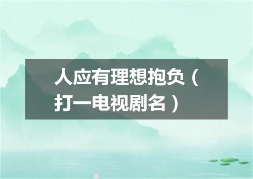 人应有理想抱负（打一电视剧名）