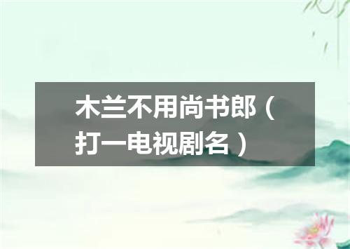 木兰不用尚书郎（打一电视剧名）