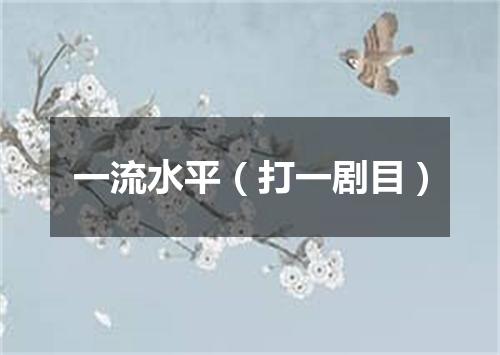 一流水平（打一剧目）