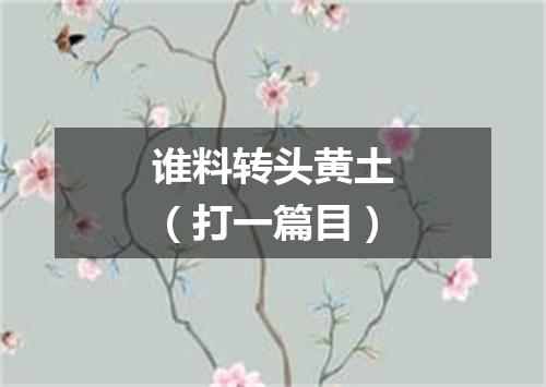 谁料转头黄土（打一篇目）