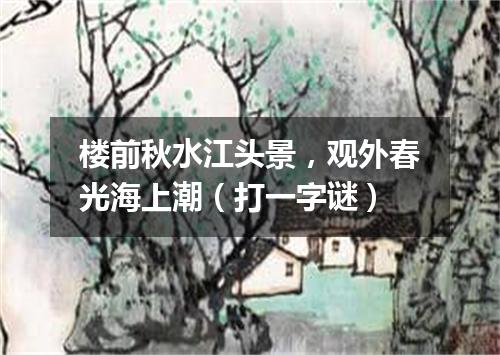 楼前秋水江头景，观外春光海上潮（打一字谜）