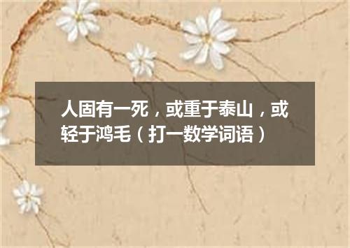 人固有一死，或重于泰山，或轻于鸿毛（打一数学词语）