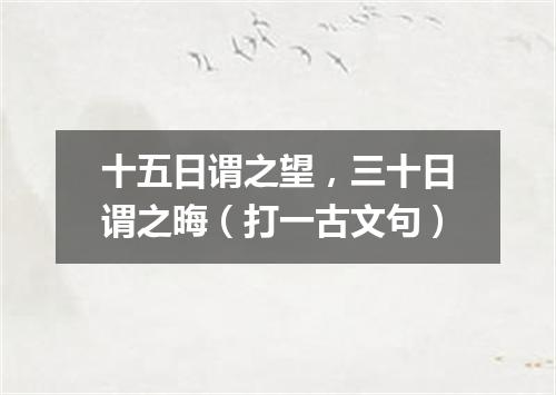 十五日谓之望，三十日谓之晦（打一古文句）