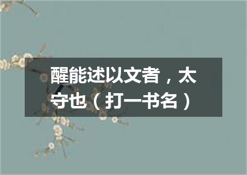 醒能述以文者，太守也（打一书名）