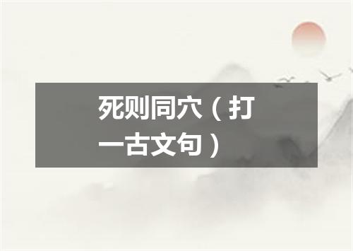 死则同穴（打一古文句）