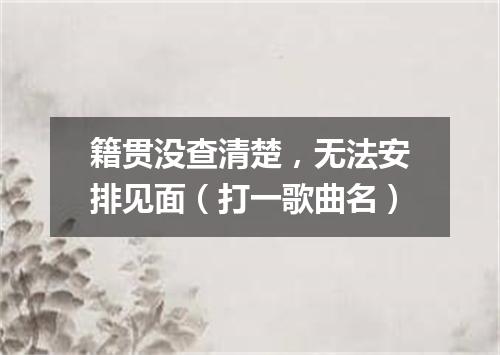 籍贯没查清楚，无法安排见面（打一歌曲名）