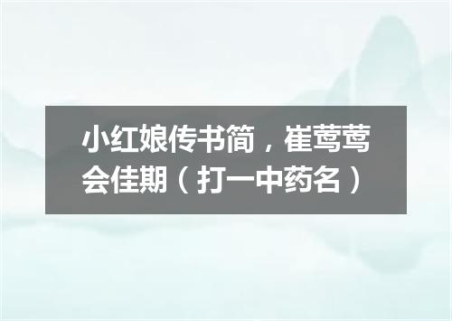 小红娘传书简，崔莺莺会佳期（打一中药名）