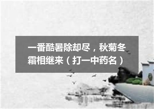 一番酷暑除却尽，秋菊冬霜相继来（打一中药名）