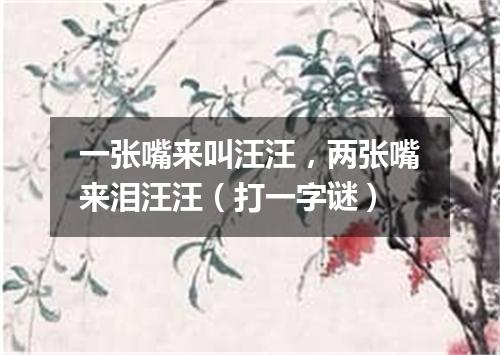 一张嘴来叫汪汪，两张嘴来泪汪汪（打一字谜）