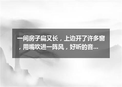 一间房子扁又长，上边开了许多窗，用嘴吹进一阵风，好听的音乐多响亮。（打一乐器）