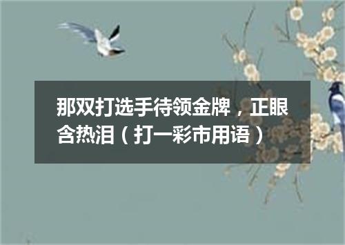 那双打选手待领金牌，正眼含热泪（打一彩市用语）