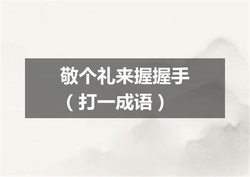 敬个礼来握握手（打一成语）