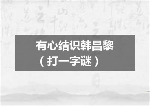 有心结识韩昌黎（打一字谜）