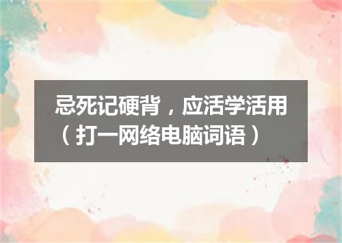 忌死记硬背，应活学活用（打一网络电脑词语）