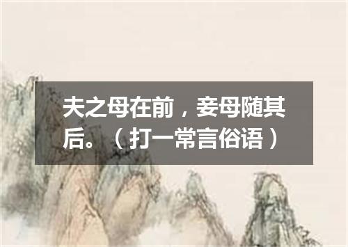 夫之母在前，妾母随其后。（打一常言俗语）