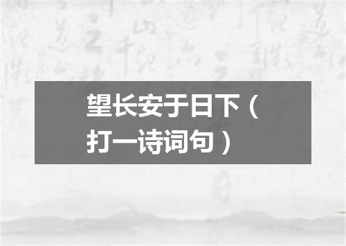 望长安于日下（打一诗词句）