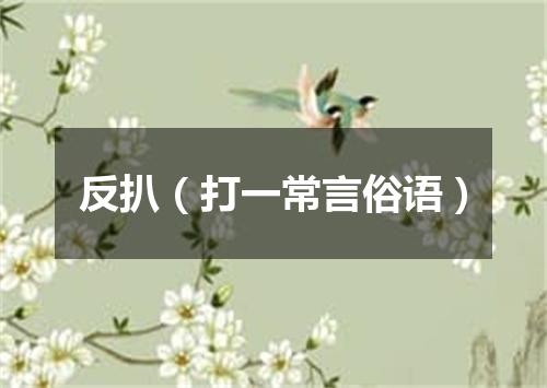 反扒（打一常言俗语）