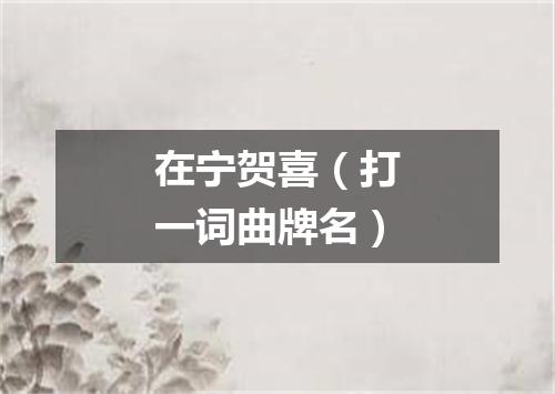 在宁贺喜（打一词曲牌名）