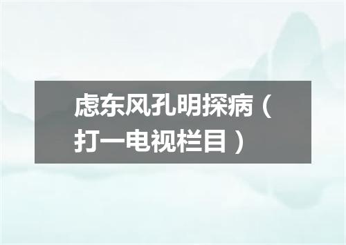 虑东风孔明探病（打一电视栏目）