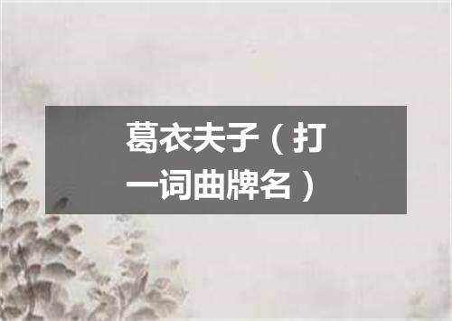 葛衣夫子（打一词曲牌名）