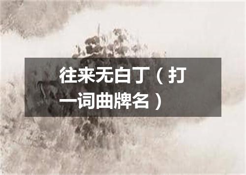 往来无白丁（打一词曲牌名）