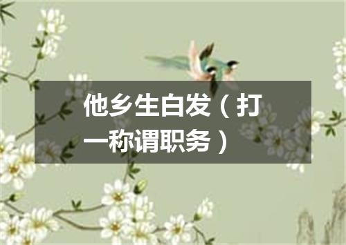 他乡生白发（打一称谓职务）