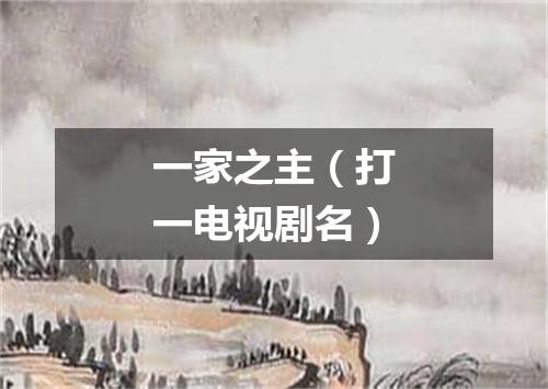 一家之主（打一电视剧名）