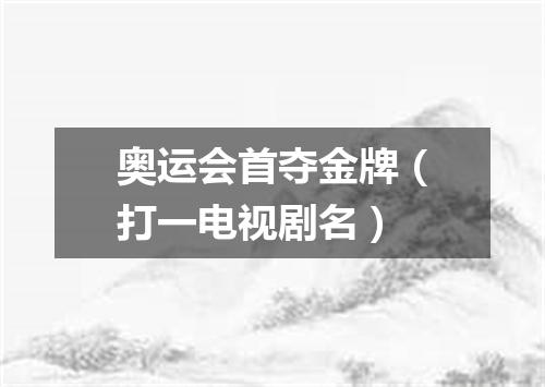 奥运会首夺金牌（打一电视剧名）