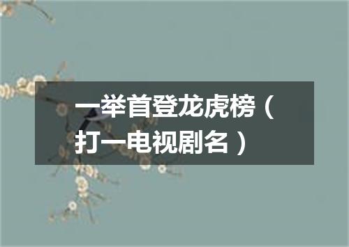 一举首登龙虎榜（打一电视剧名）