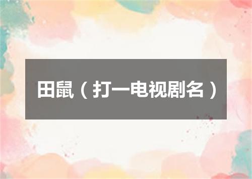 田鼠（打一电视剧名）