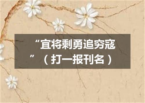 “宜将剩勇追穷寇”（打一报刊名）