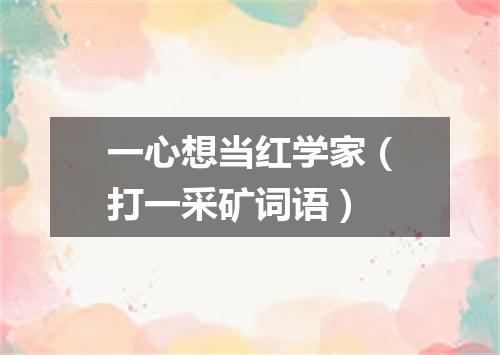 一心想当红学家（打一采矿词语）