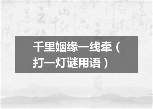 千里姻缘一线牵（打一灯谜用语）