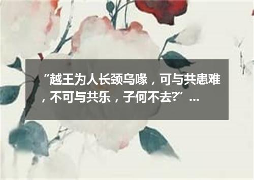 “越王为人长颈乌喙，可与共患难，不可与共乐，子何不去?”（打一探骊格）