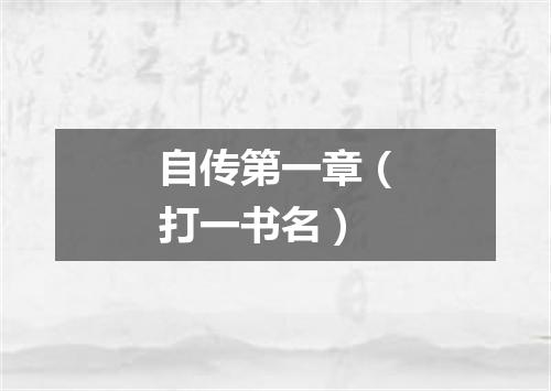 自传第一章（打一书名）