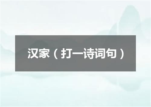 汉家（打一诗词句）