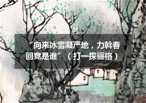 “向来冰雪凝严地，力斡春回竟是谁”（打一探骊格）