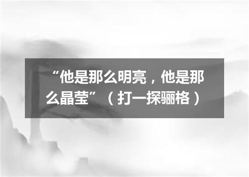 “他是那么明亮，他是那么晶莹”（打一探骊格）
