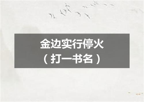 金边实行停火（打一书名）