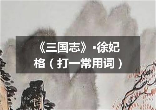 《三国志》·徐妃格（打一常用词）