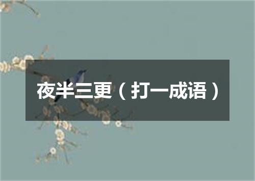 夜半三更（打一成语）