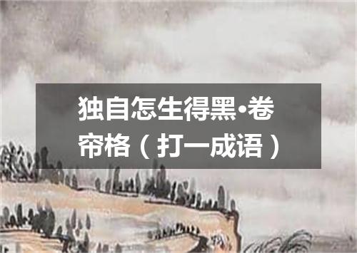 独自怎生得黑·卷帘格（打一成语）