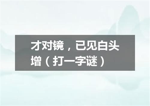 才对镜，已见白头增（打一字谜）