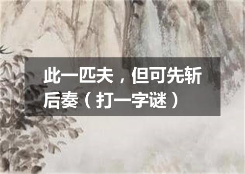 此一匹夫，但可先斩后奏（打一字谜）