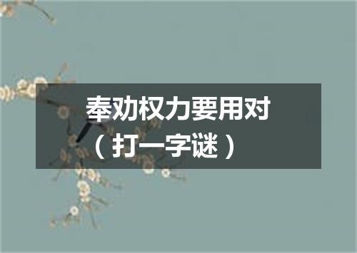 奉劝权力要用对（打一字谜）