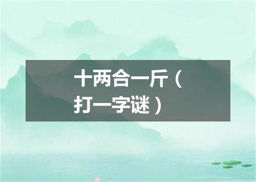 十两合一斤（打一字谜）