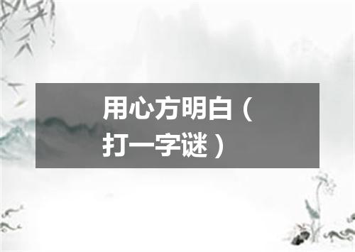 用心方明白（打一字谜）