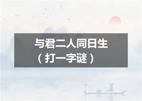 与君二人同日生（打一字谜）