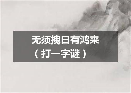 无须拽日有鸿来（打一字谜）